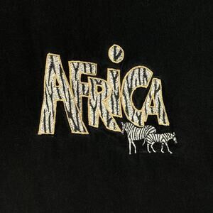Vintage Africa Zebra Wildlife Embroiderd Black T-Shirt Tee XL Grungecore *flaws*